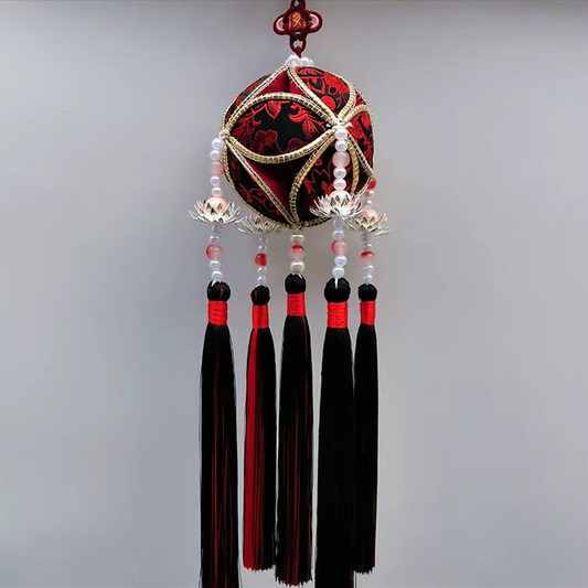 Handmade Fabric Temari Ornament – 8cm Decorative Hanging Gift