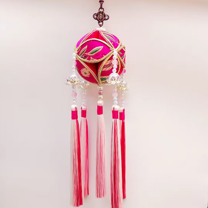 Handmade Fabric Temari Ornament – 8cm Decorative Hanging Gift