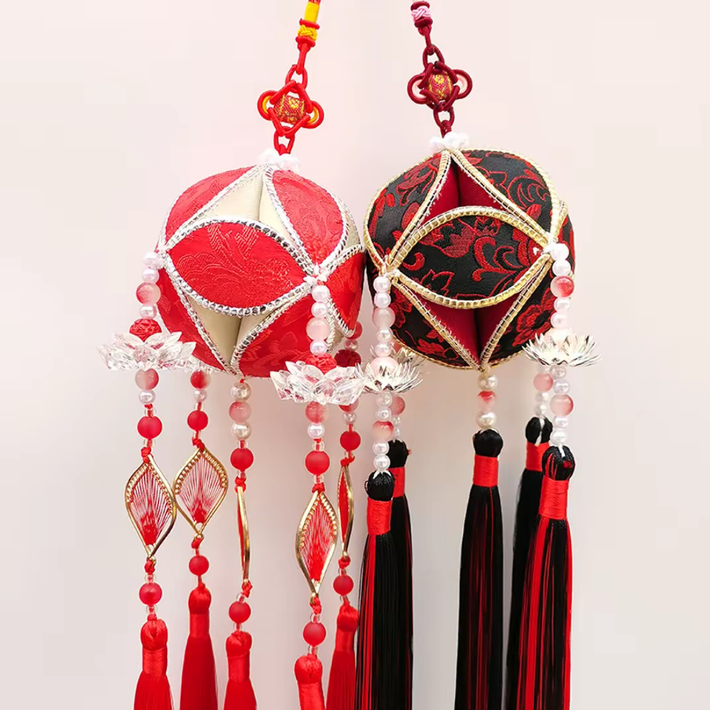 Handmade Fabric Temari Ornament – 8cm Decorative Hanging Gift