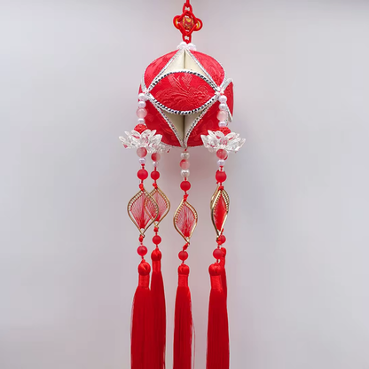 Handmade Fabric Temari Ornament – 8cm Decorative Hanging Gift