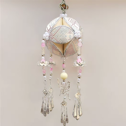 Handmade Fabric Temari Ornament – 8cm Decorative Hanging Gift