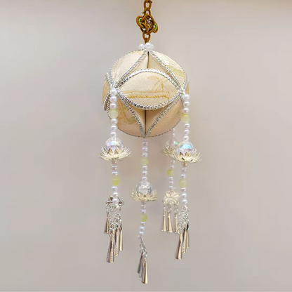 Handmade Fabric Temari Ornament – 8cm Decorative Hanging Gift