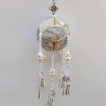 Handmade Fabric Temari Ornament – 8cm Decorative Hanging Gift